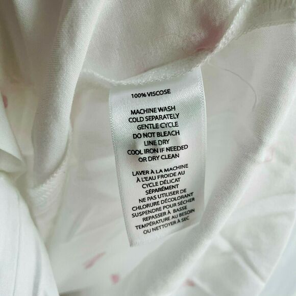 BeachLunchLounge Alanna Button Down Heart Print Long Sleeves White Viscose M - Picture 9 of 10